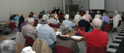 History buffs fill the Charlottesville Senior Center on a rainy Wednesday evening to enjoy the final lecture in this series for 2011.