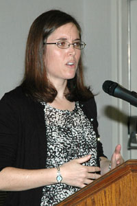 Meg Kennedy speaking at the Charlottesville Senior Center.