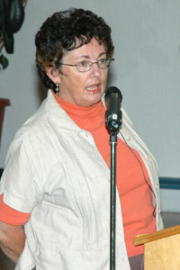 Beth Taylor speaking at the Charlottesville Senior Center.