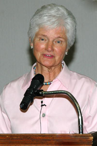 Jane Baber White speaking at the Charlottesville Senior Center.